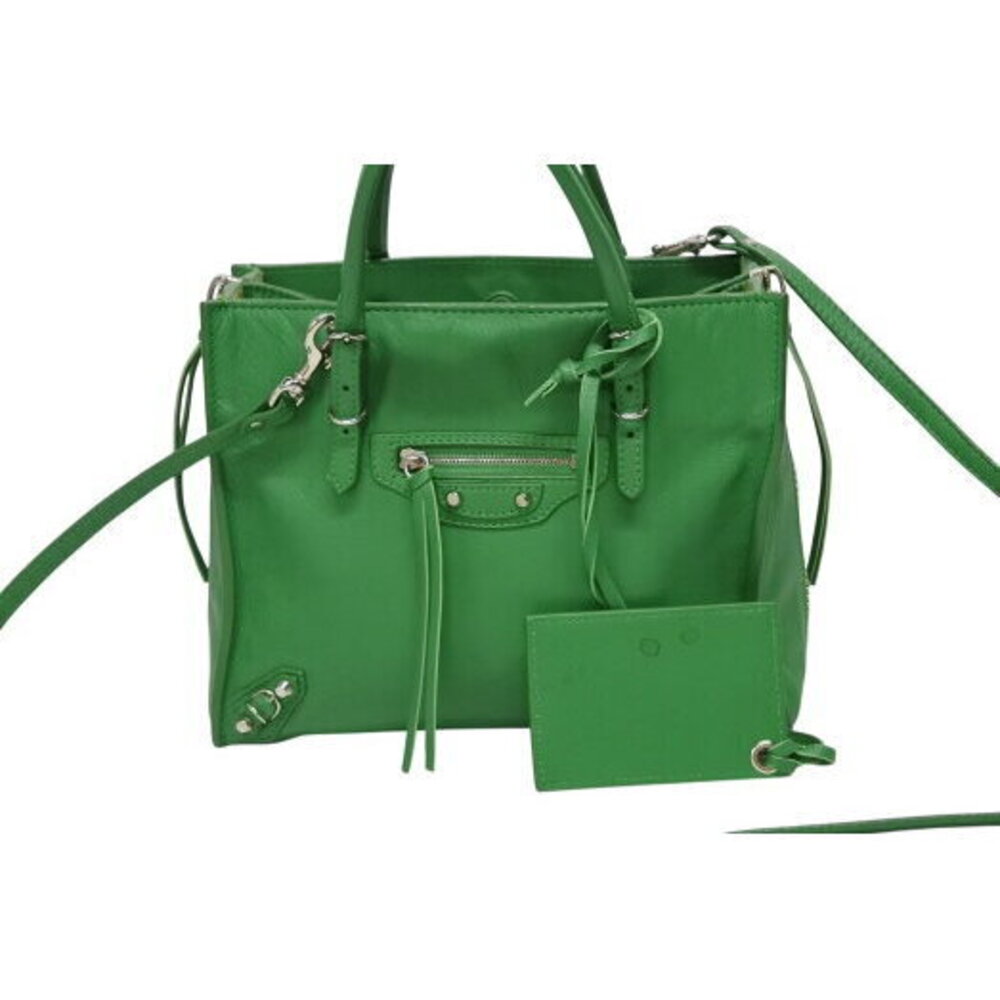 BALENCIAGA Paper Handbag Green Leather - Picture 2 of 8